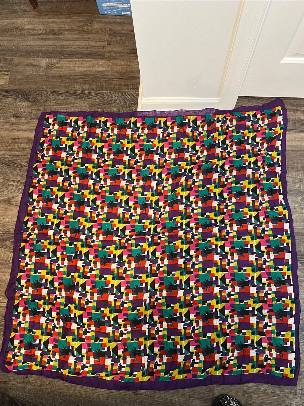 Vintage Putumayo Square Scarf Colorful Pattern